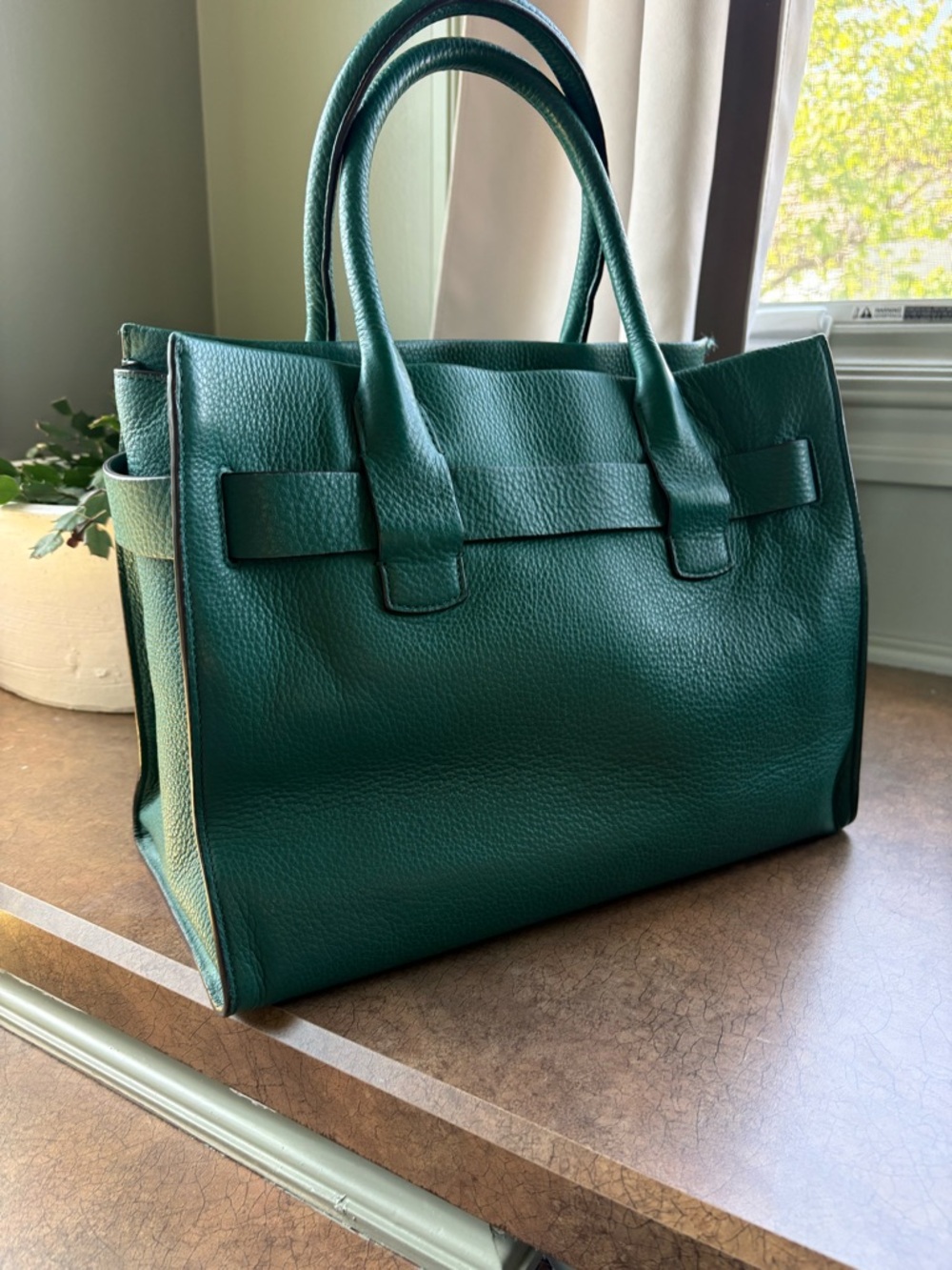 Tory Burch Emerald Green Pebbled Leather Satchel with Gold Hardware - Picture 3 of 10